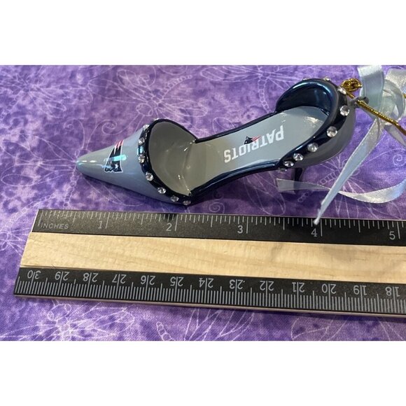 New England Patriots NFL Christmas Ornament High Heels Stilettos Rhinestones‎ - Picture 5 of 6